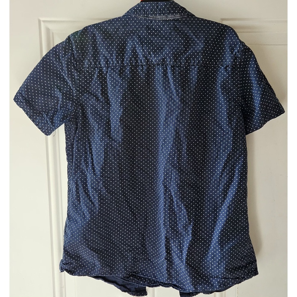 Denim & Flower Ricky Singh Boys Shirt Size 11/12 Blue Polka Dot Button Up Short - Picture 3 of 4